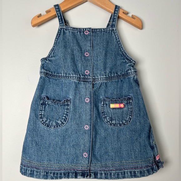 Carter's Vintage Denim Dress Overalls with Tropical Embroidery & Accents 12M - Picture 2 of 6